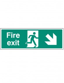 Fire Exit Down and Right Rigid Plastic - 3 sizes 